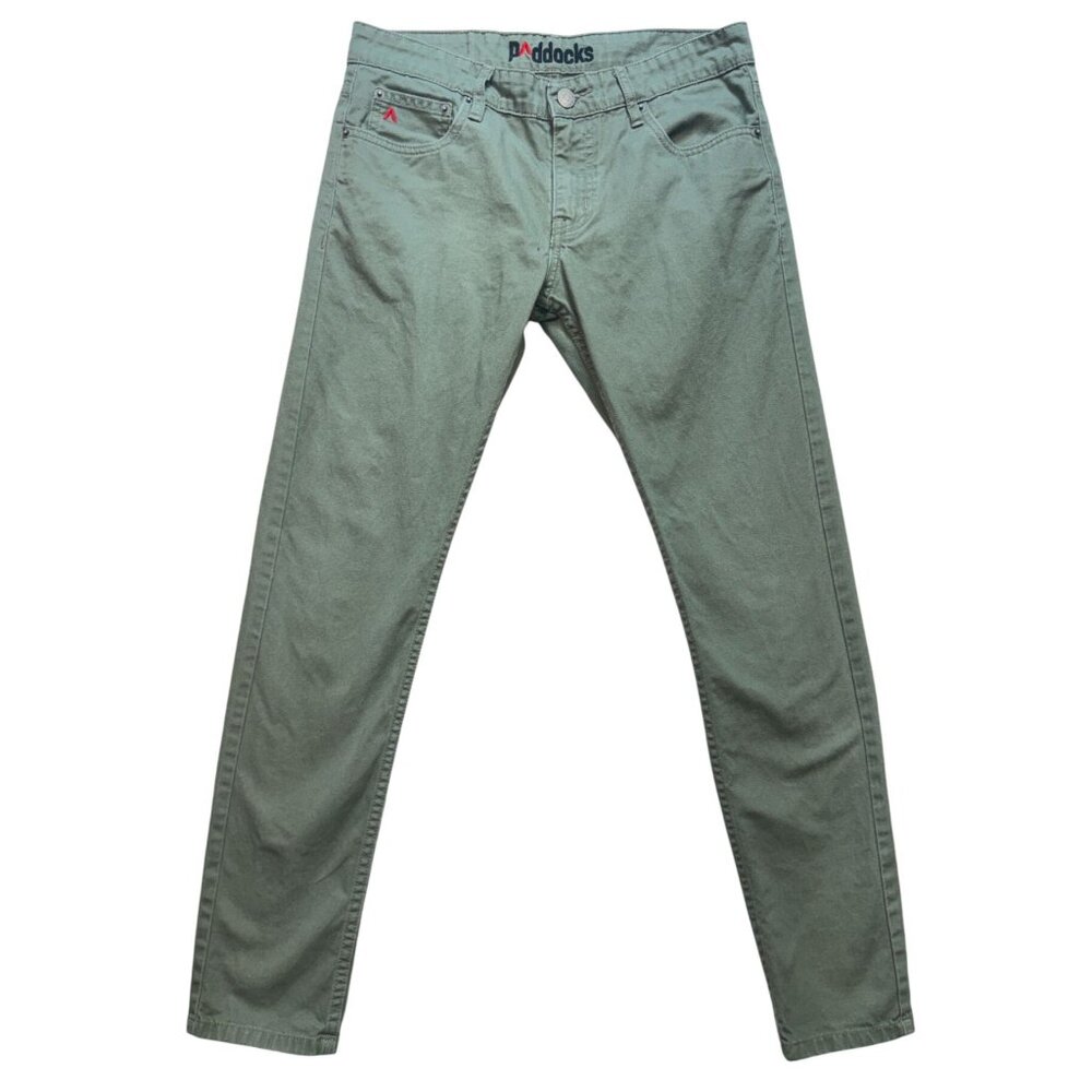 Paddocks Mens Straight Jeans Size 32 Green Denim Classic Casual Pockets Travel